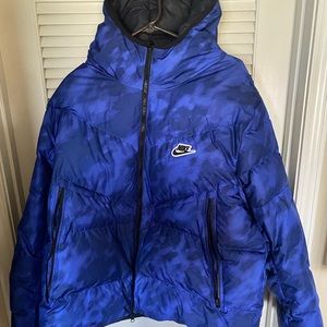 Mens 3XL Nike Puffer Hooded Jacket Blue & Black - In great condition- MSRP $200